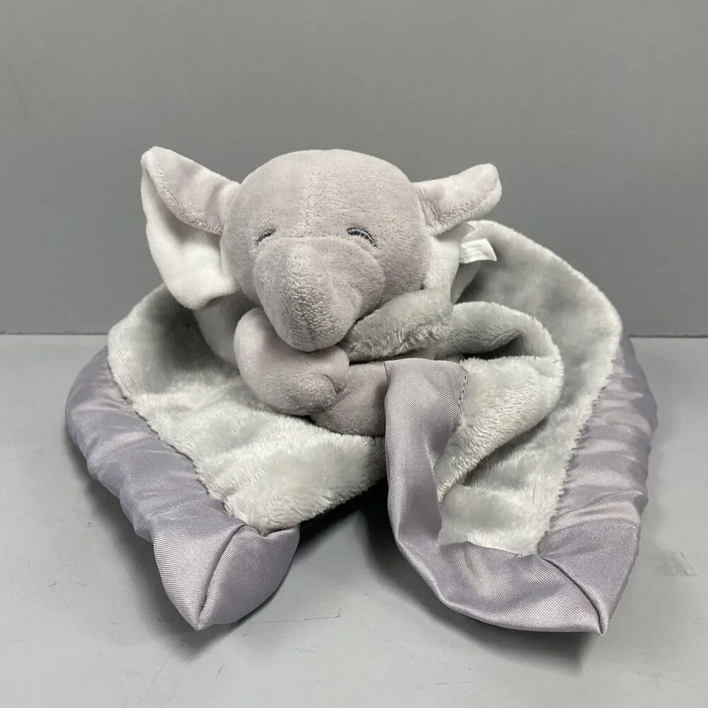 Carter's 2016 Gray Elephant Lovey Security Blanket Satin Trim 15X15 Lovie Binkie
